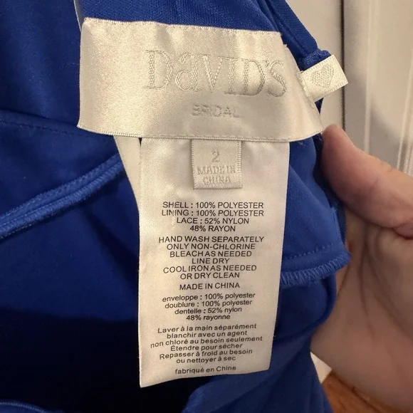 davids bridal bridesmaid dress horizon blue size 2 Lace Back - Picture 5 of 8